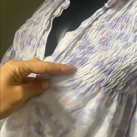 Entro Light Pastel Purple & Pink Floral Sheer Sleeve Blouse Top - Picture 15 of 15